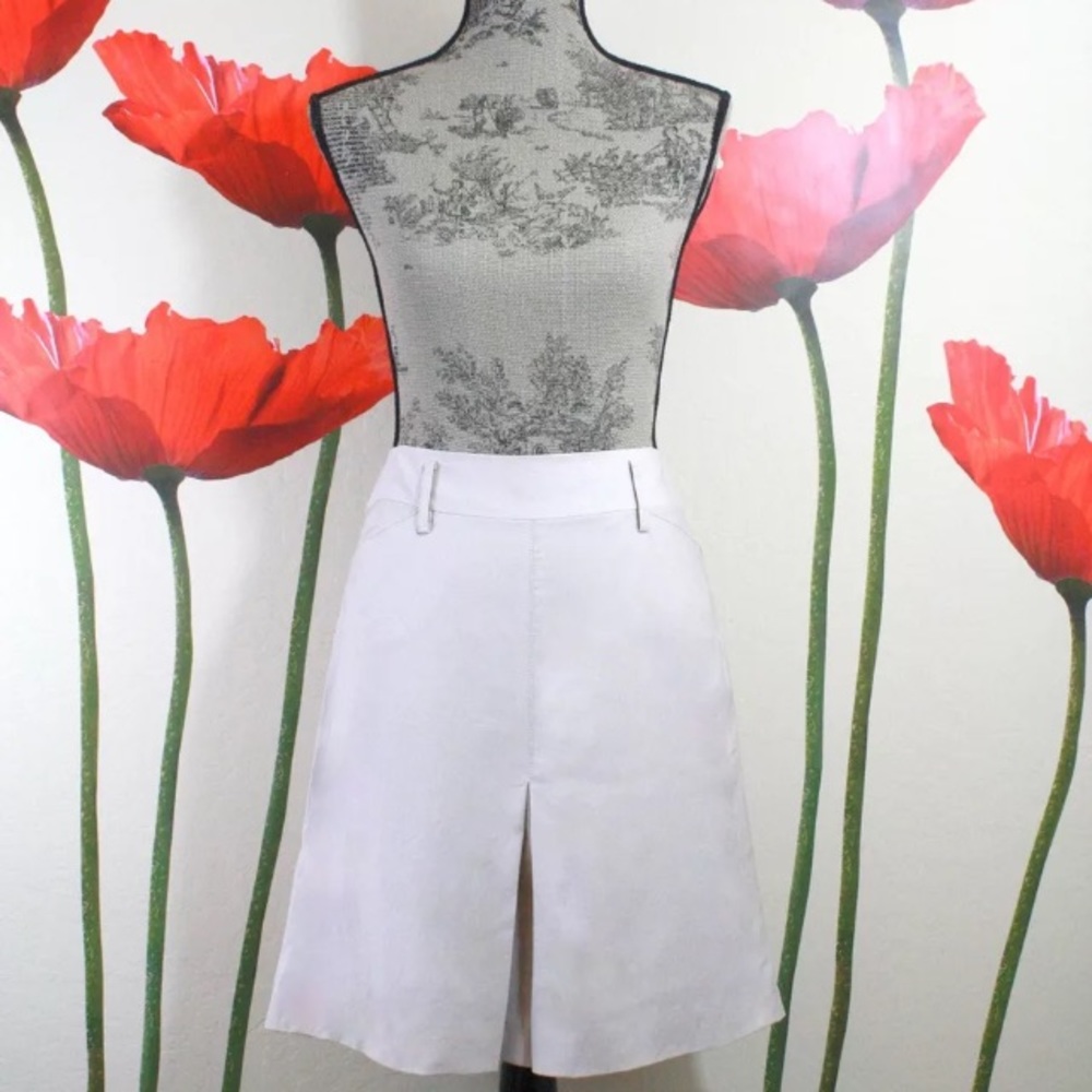 LOFT Beige Pleated A Line Wool Skirt Career Work